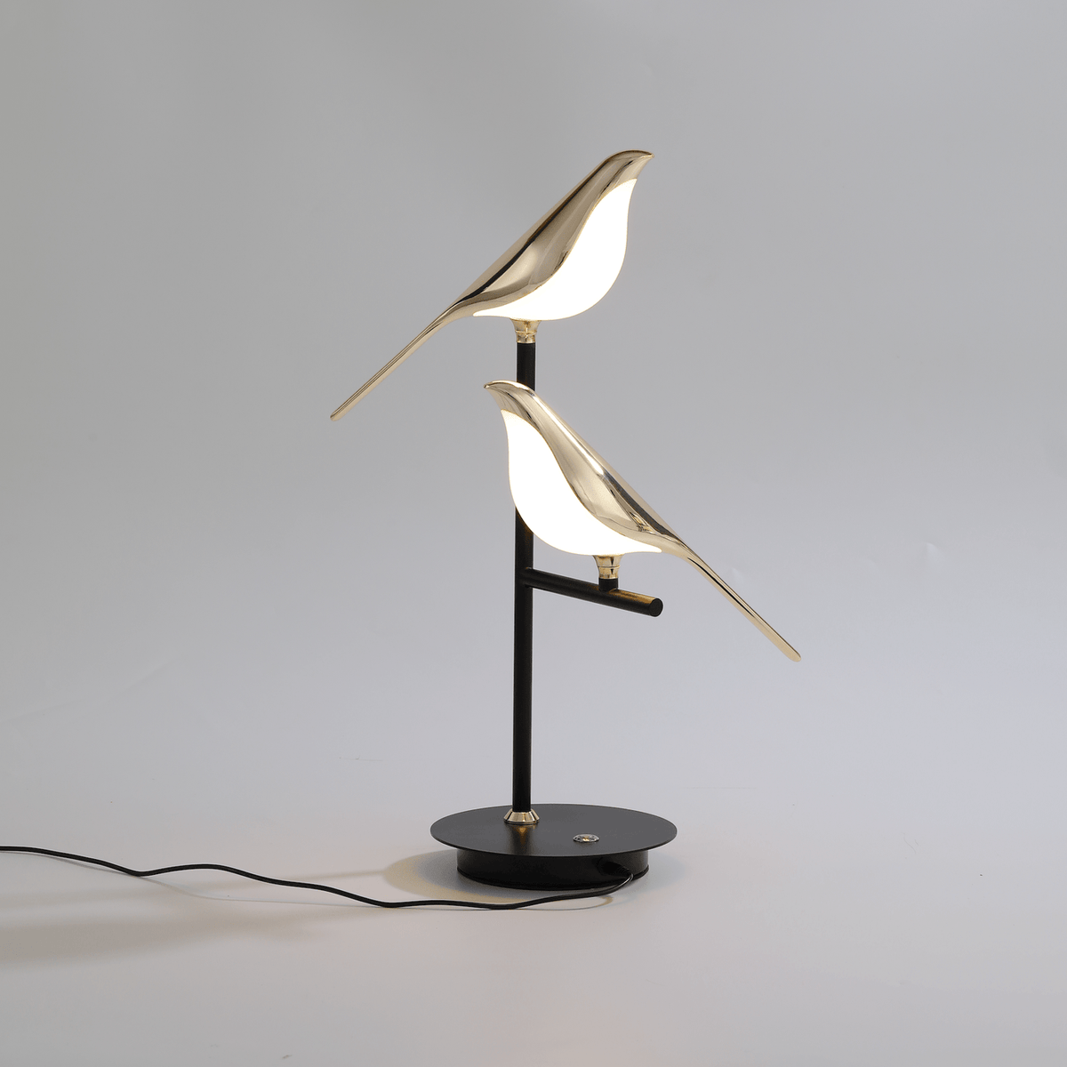 LED Table Lamp — Gold Bird Detail, Modern Design