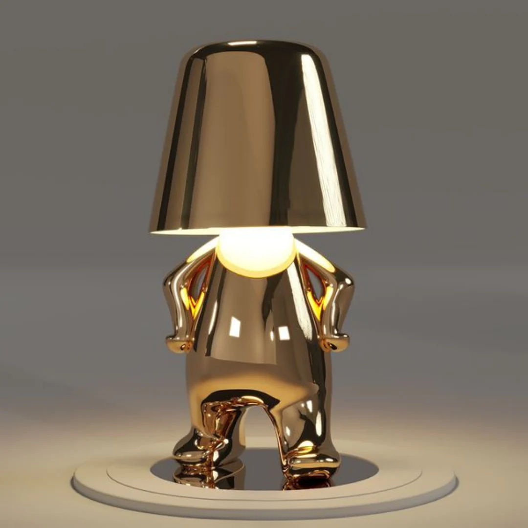 Modern Gold LED Table Lamp — Wireless Figurine, 18x9.6cm, 3W