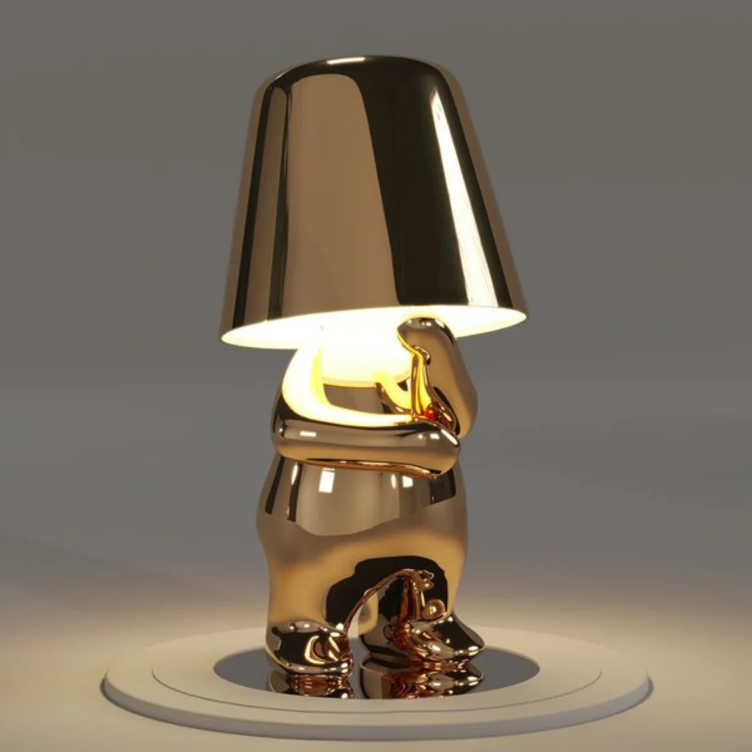 Modern Gold LED Table Lamp — Wireless Figurine, 18x9.6cm, 3W
