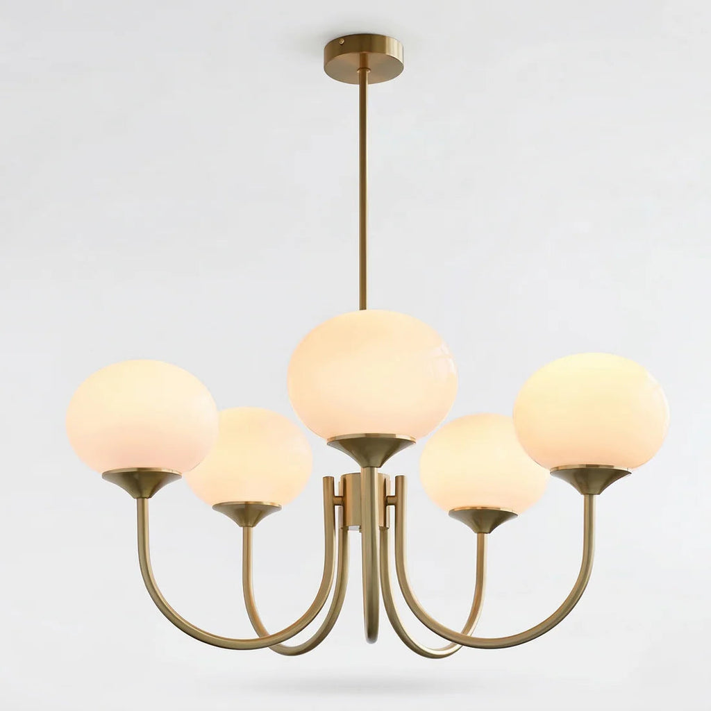 Javina Glass Cluster Chandelier - Iron Rounded Globe Modern Fixture for Dining Room and Living Rooms | Esilora