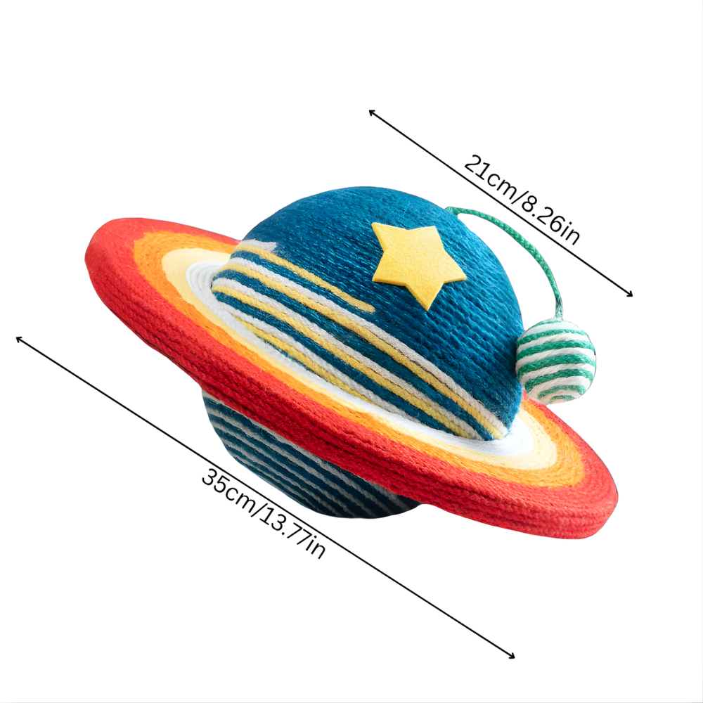 Brinquedo arranhador para gatos CosmoClaw em forma de planeta - design vertical curvo
