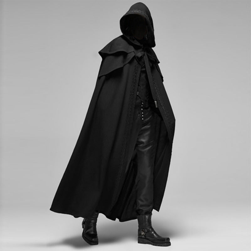 Nightshade Unisex Hooded Cloak, Gothic Velvet Cape In Black
