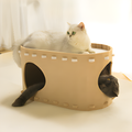 CozyHaven Dual-Level Felt Cat Hideaway Bed — Lounge Retreat