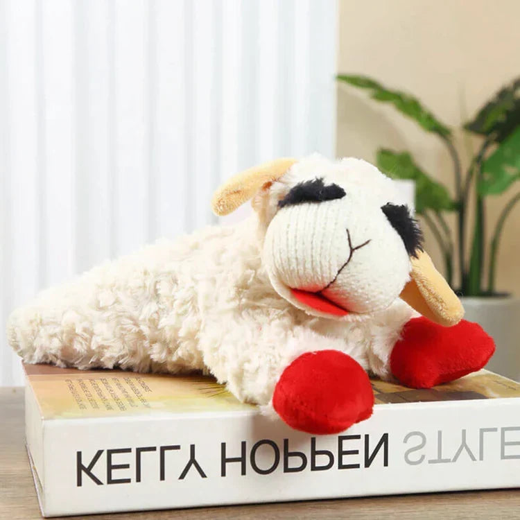 CuddleLamb Plush Lamb Dog Toy with Built-In Squeaker