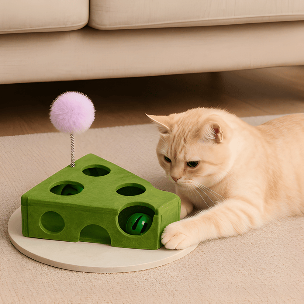CurioCheese Interactive Hide-and-Seek Cheese Cat Puzzle Toy