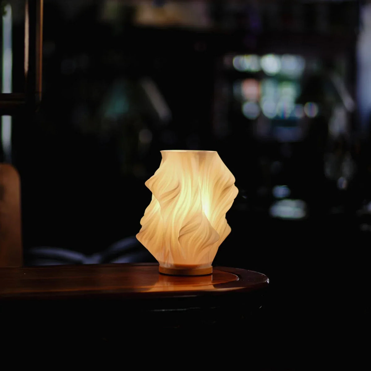 Modern White Plastic LED Table Lamp — Dimmable, Wave Design, 3 Brightness Settings