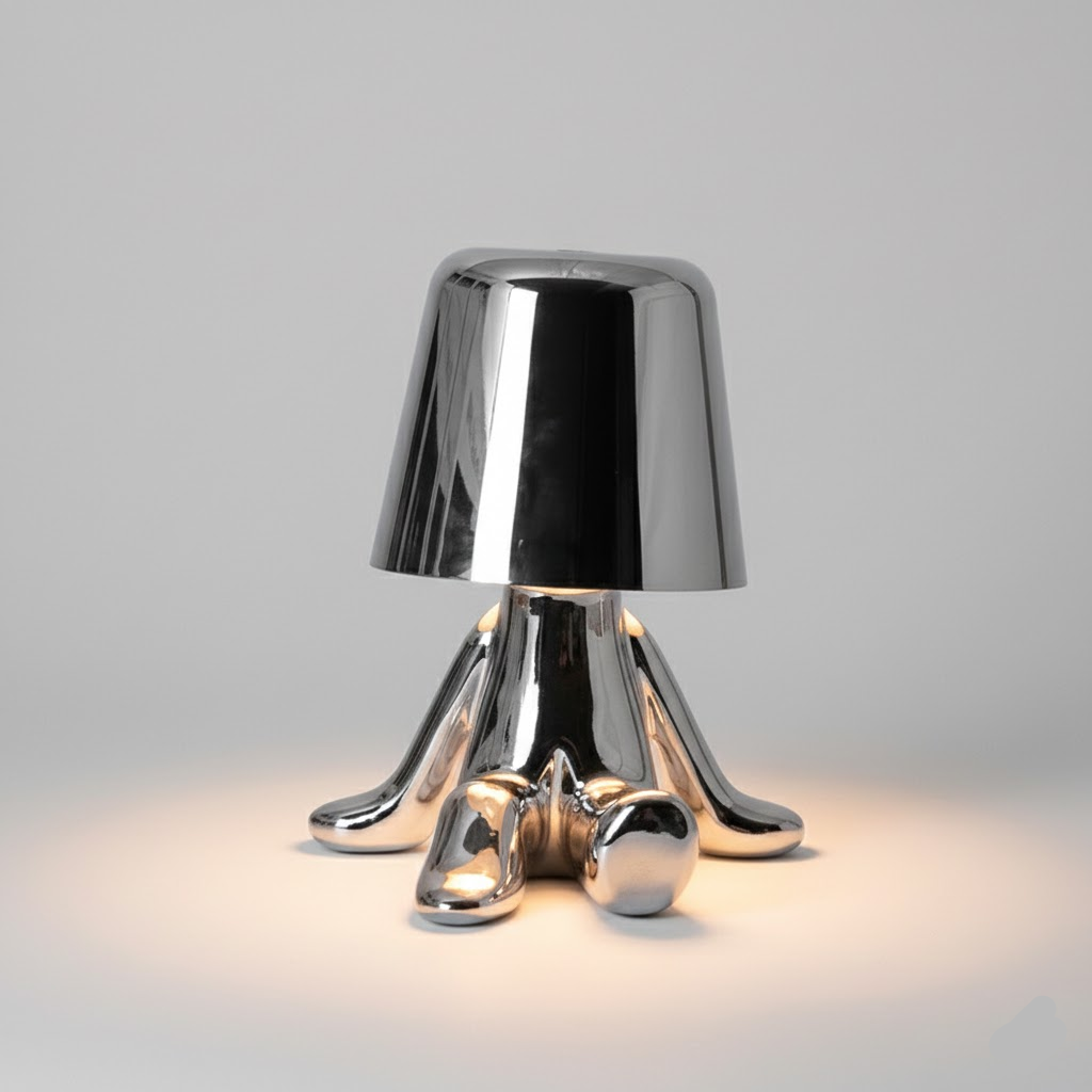 Modern bordslampa med LED och gyllene figurd design