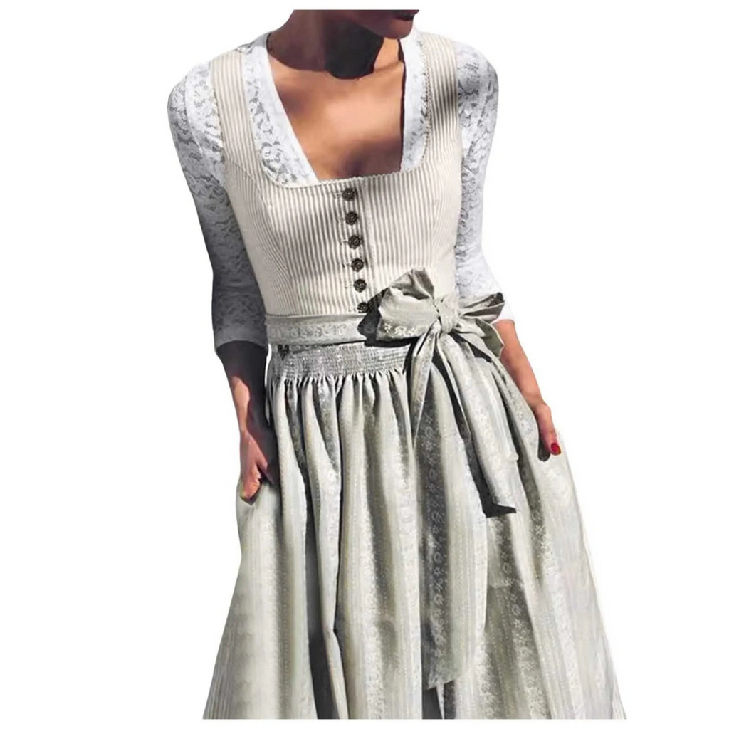 AlpenGrace dirndl til kvinder — ¾-ærmer, firkantet halsudskæring