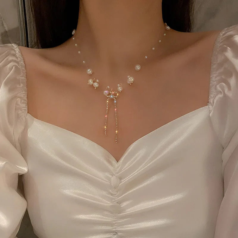 Gargantilla de perlas Aureline – collar ajustable de color dorado, perla brillante