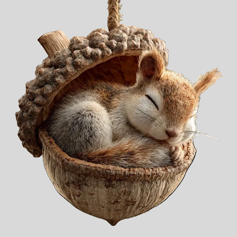 Figura decorativa de animal para estantería — diseño de bellota y silueta detallada de fauna salvaje