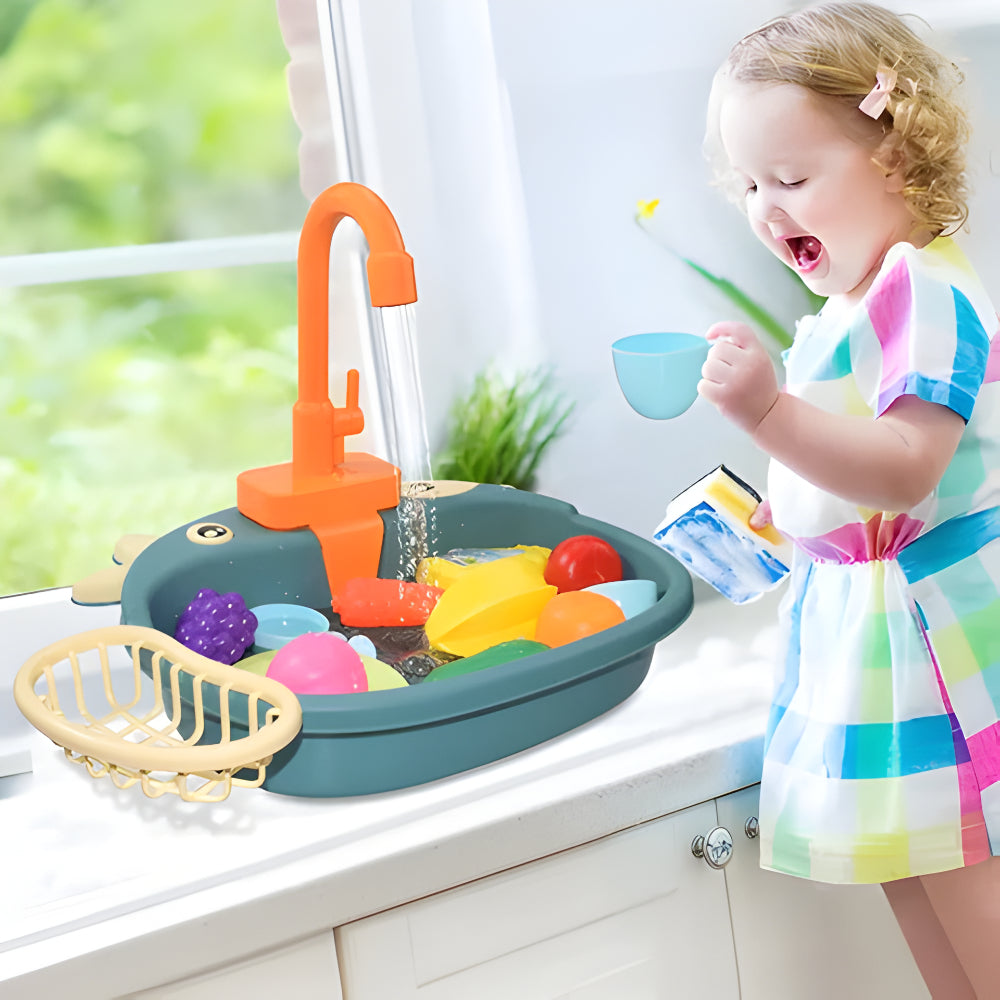 Battery-Operated Plastic Toy Kitchen Sink and Faucet