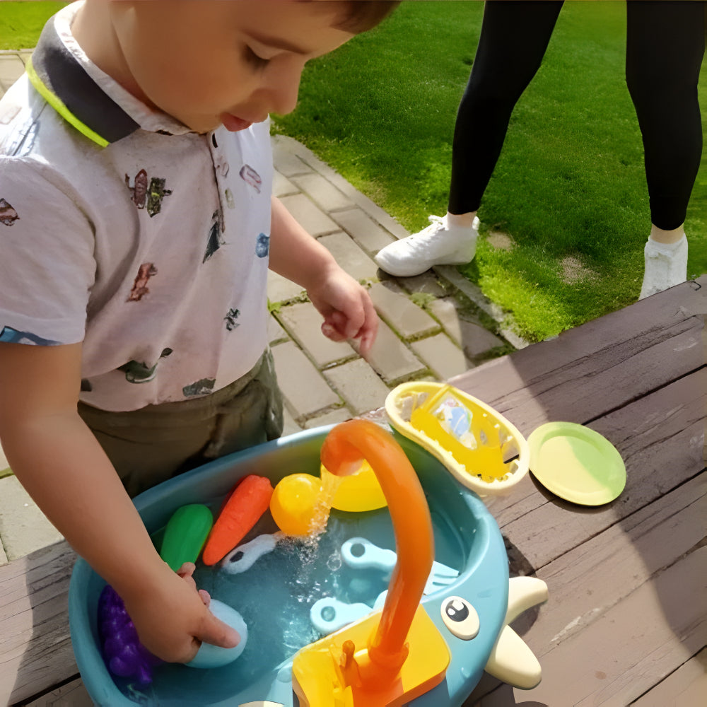 Battery-Operated Plastic Toy Kitchen Sink and Faucet