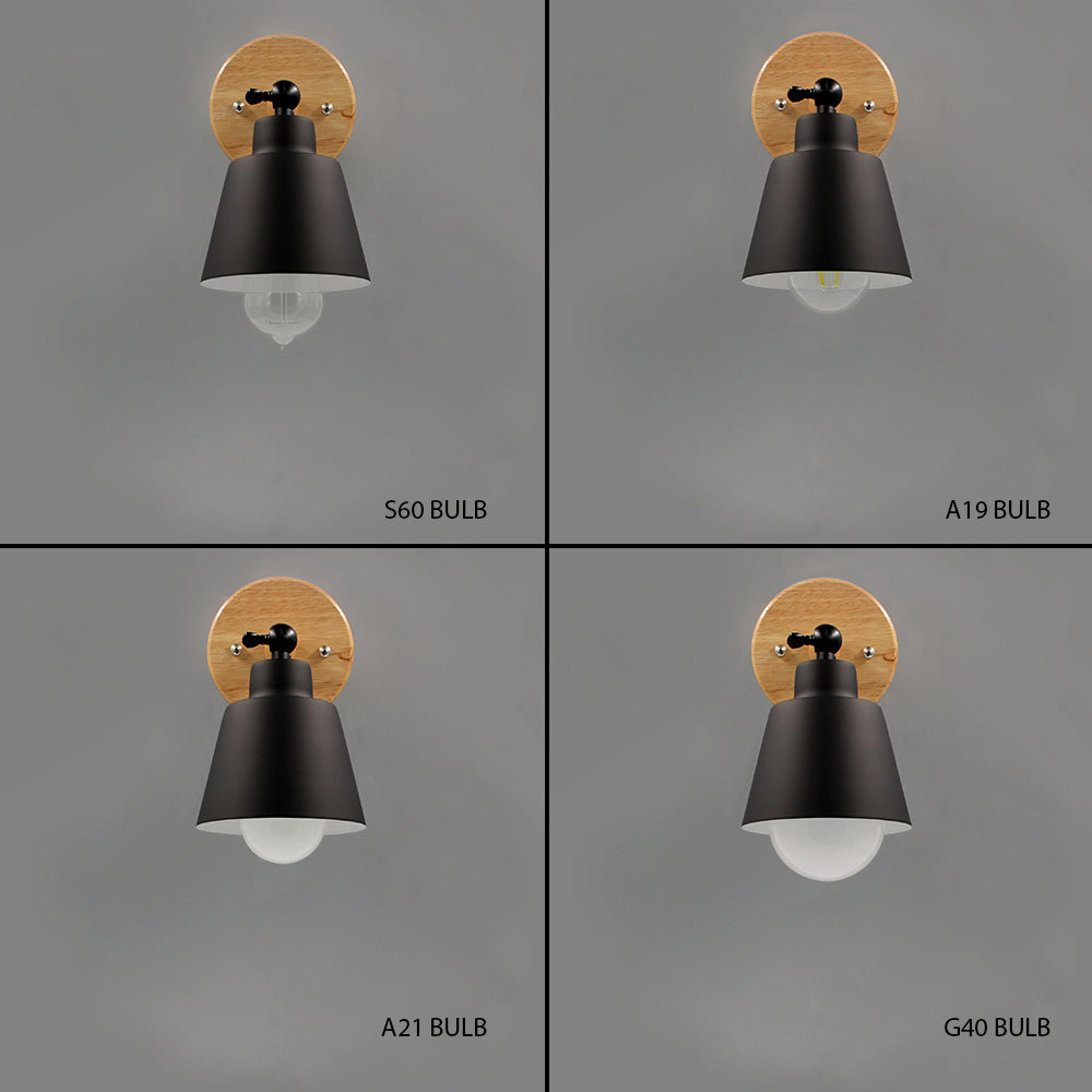 Lampa ścienna Aurenza Devon — metalowy klosz, drewniany akcent, regulowane ramię