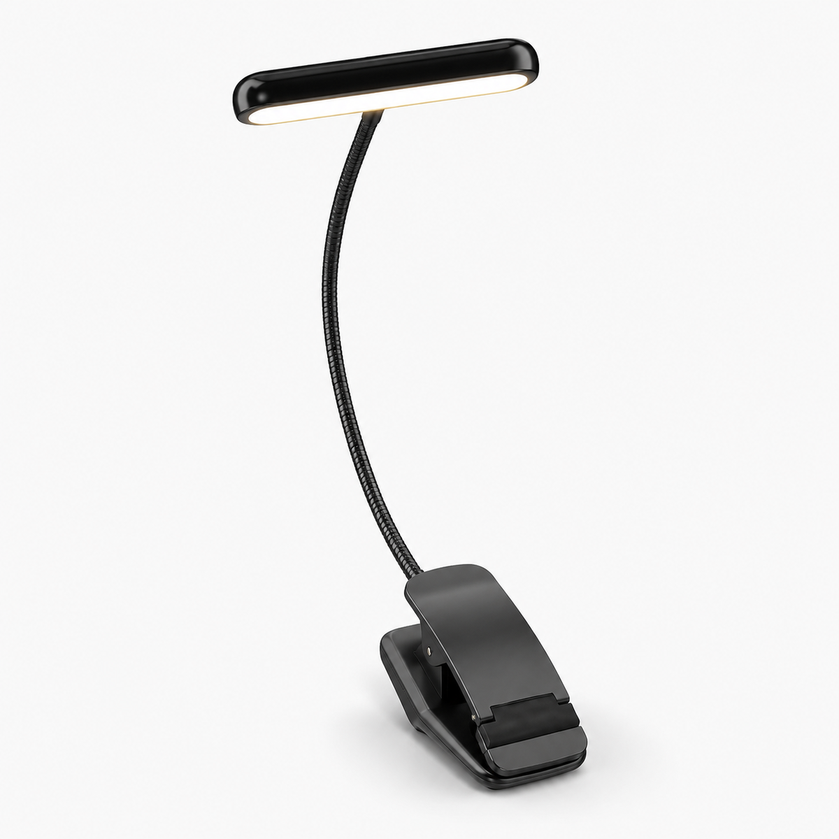 Lampe de lecture à pince à intensité réglable avec col de cygne flexible