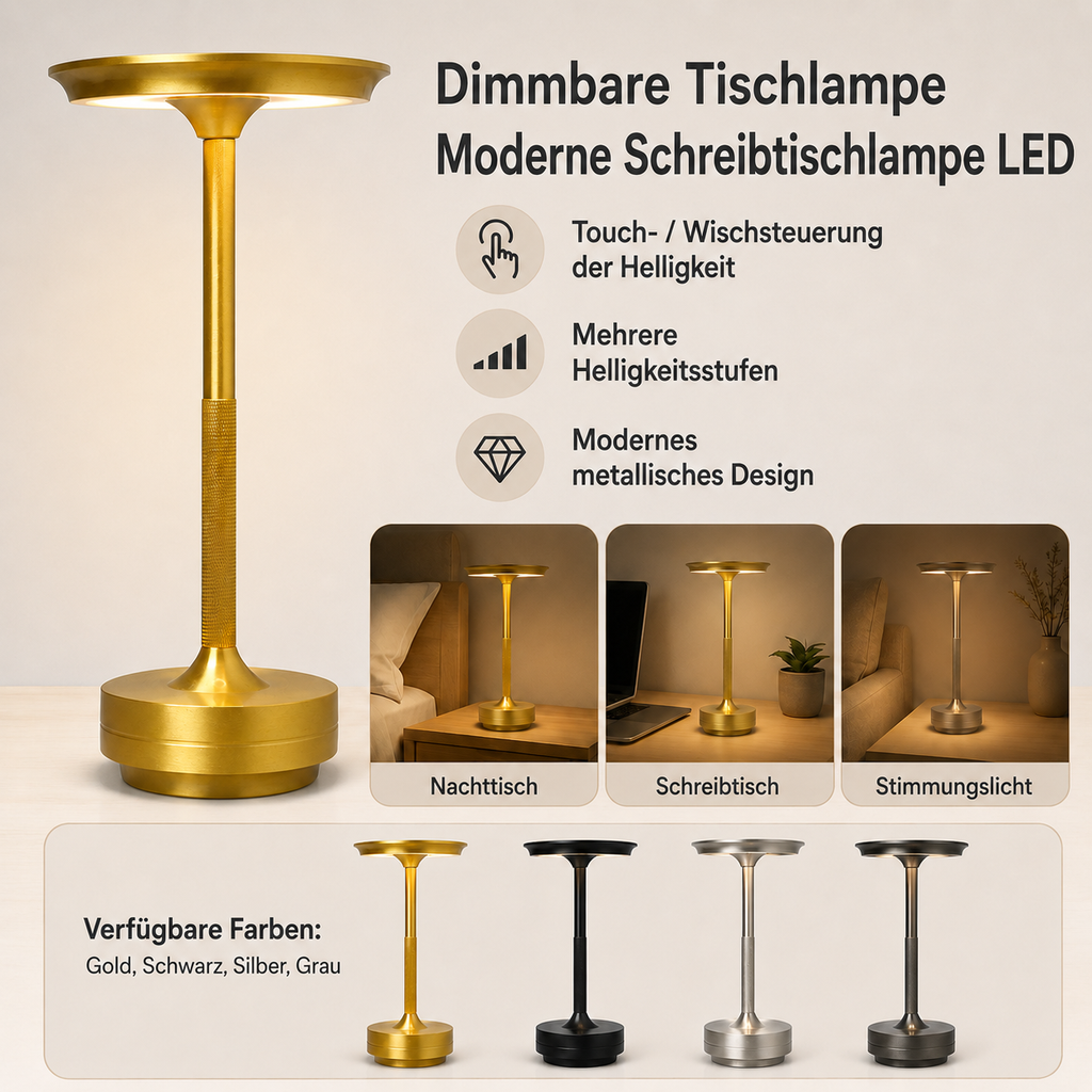 Dimmable Wireless LED Table Lamp — Modern Desk Light