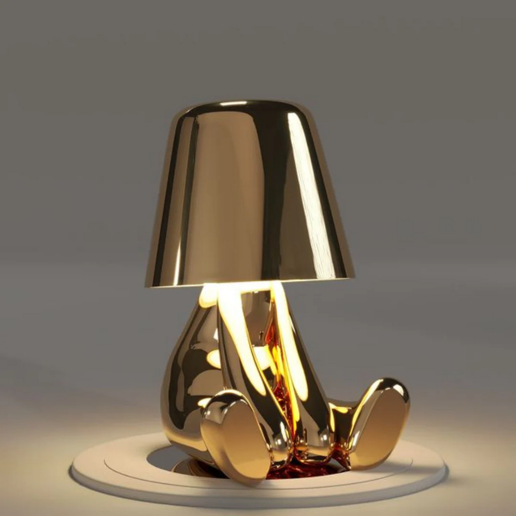 Modern Gold LED Table Lamp — Wireless Figurine, 18x9.6cm, 3W