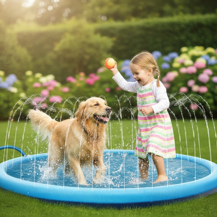 DogSplash csúszásgátlós locsolómedence kutyáknak — Kör alakú pancsolófelület