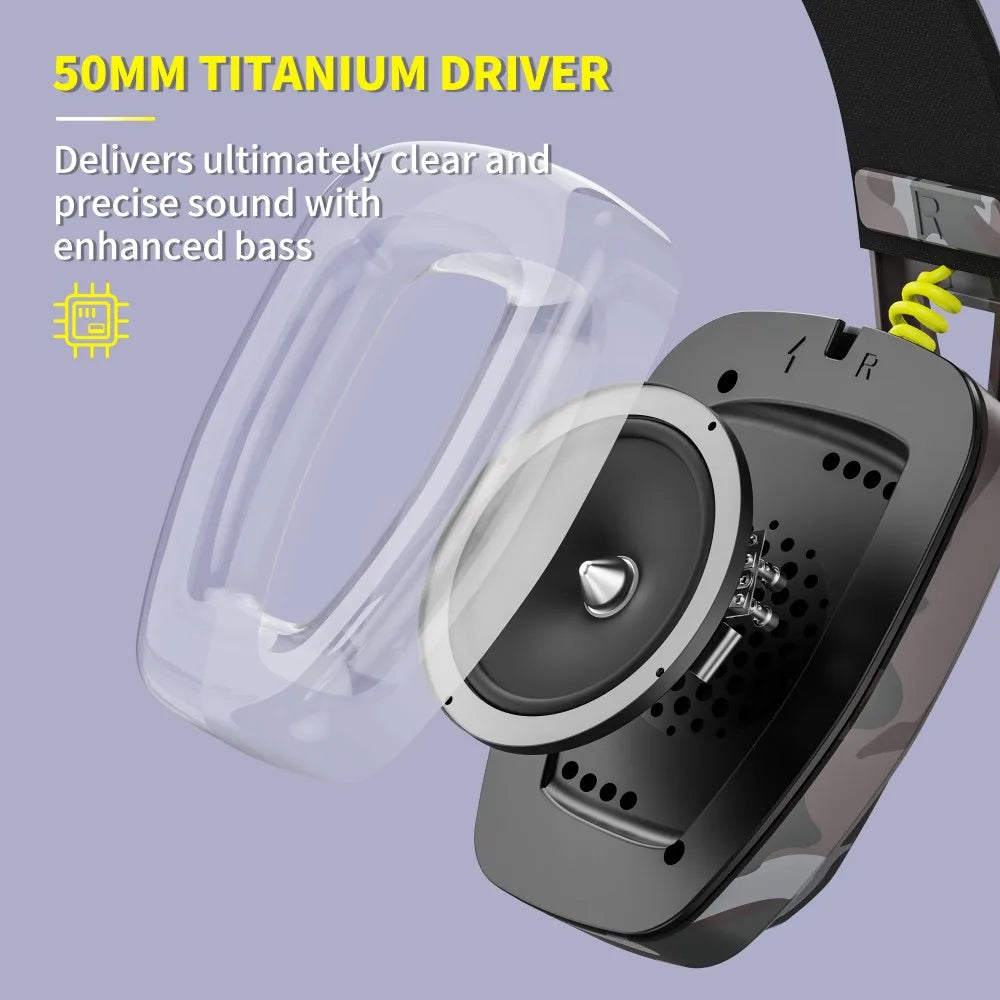 Auriculares inalámbricos para videojuegos Aureon — transductores de 50 mm, batería de 63 horas, PS5/PS4/PC
