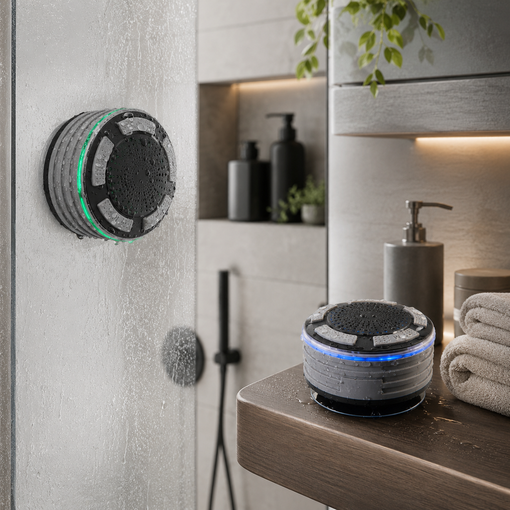 Wodoodporny głośnik prysznicowy Bluetooth — moc 5 W, uchwyt z przyssawką