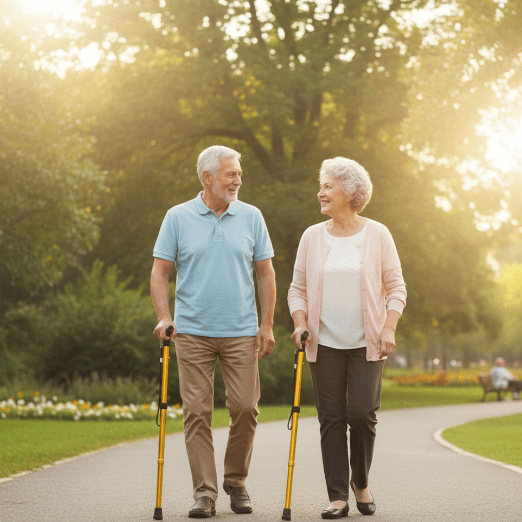 EaseWalker Lightweight Aluminum Walking Cane For Seniors With Ergonomic Joint Relief