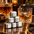 Set de pierres à whisky en acier inoxydable — glaçons rafraîchissants, sac de rangement
