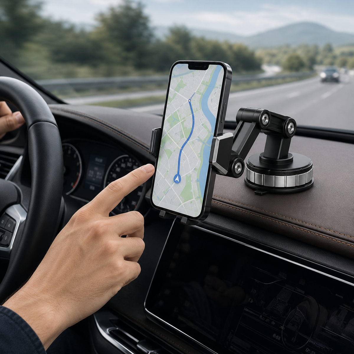 Samochodowy uchwyt na telefon z przyssawką — stabilny uchwyt na smartfon