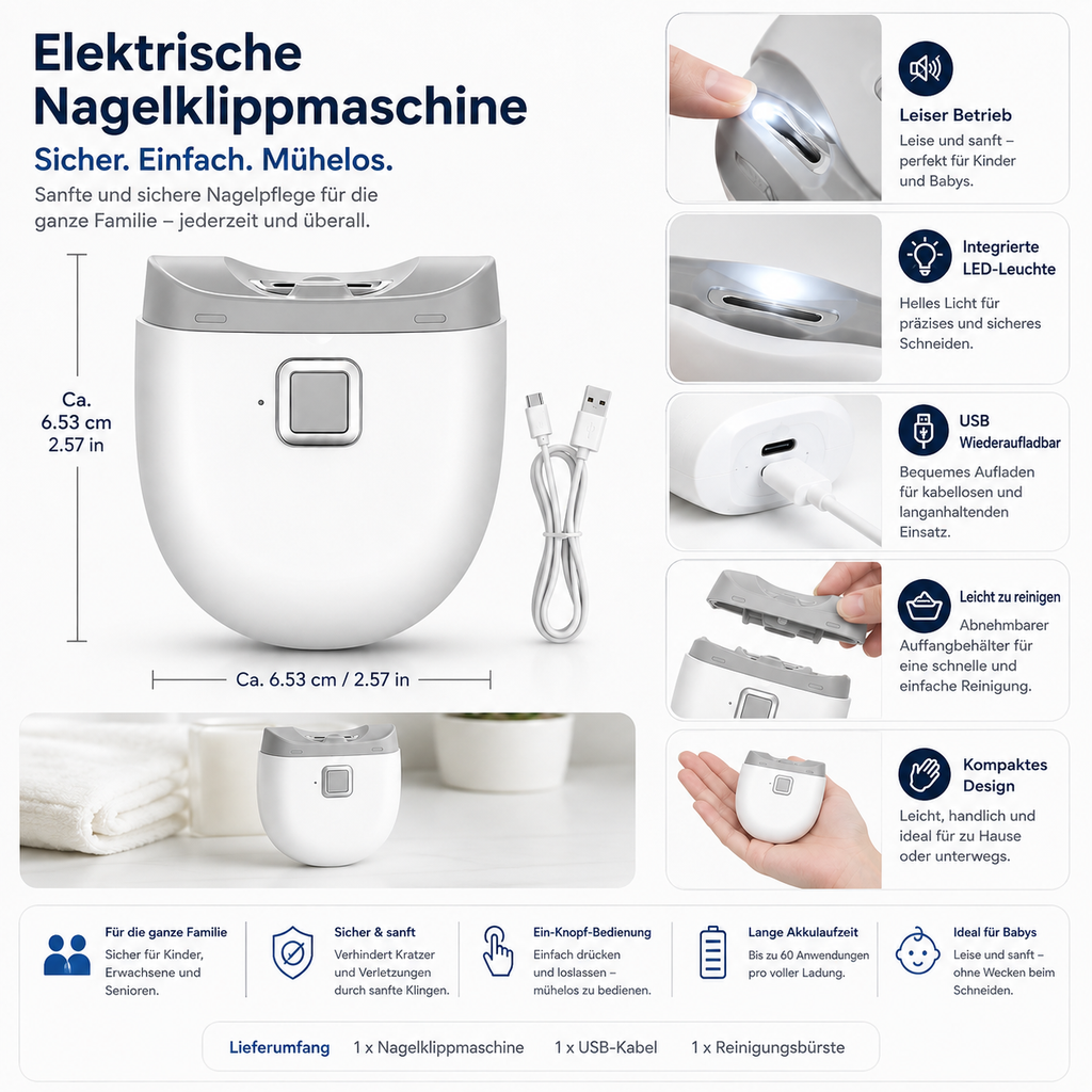 Electric Children's Nail Trimmer — Automatic Care with LED Light