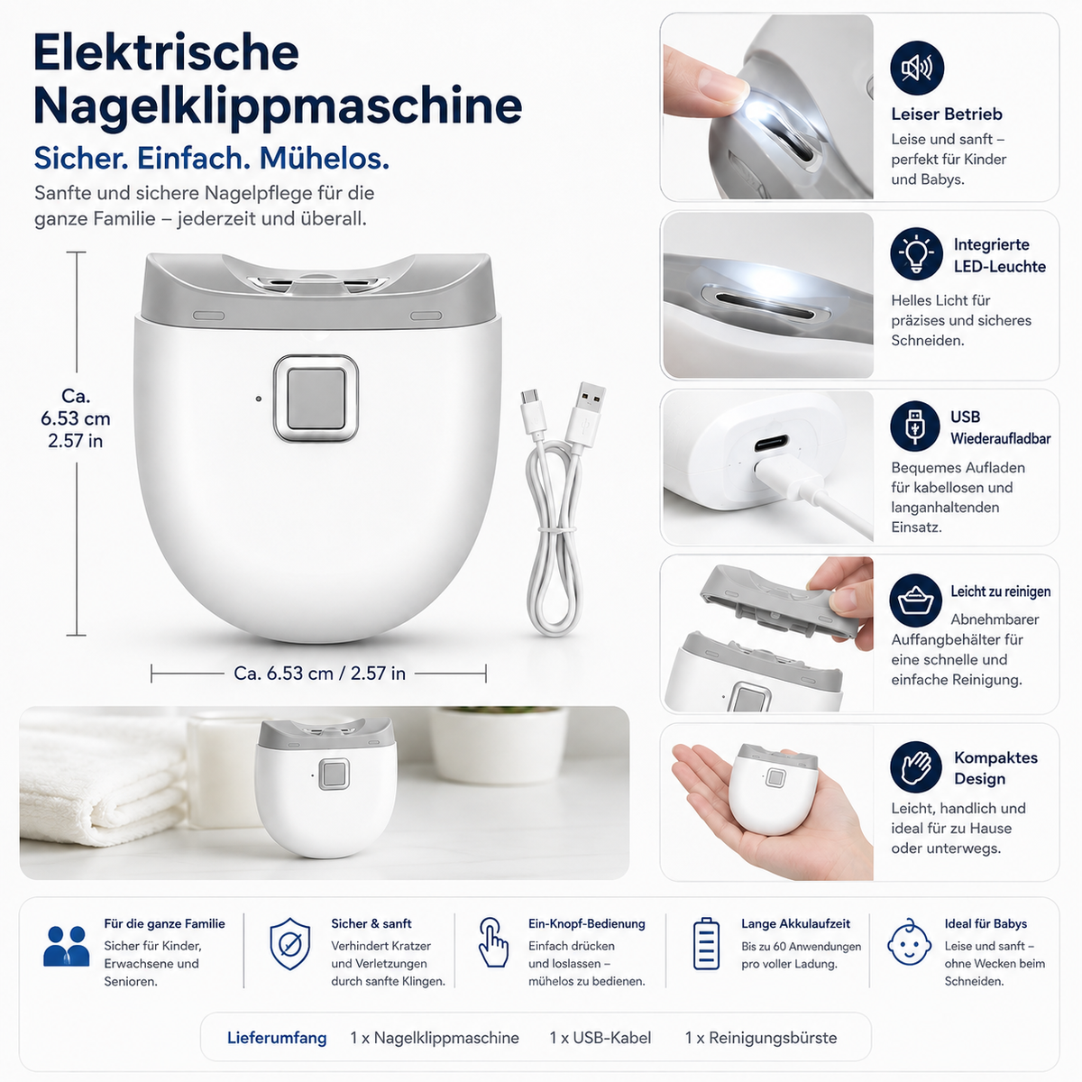 Electric Children's Nail Trimmer — Automatic Care with LED Light