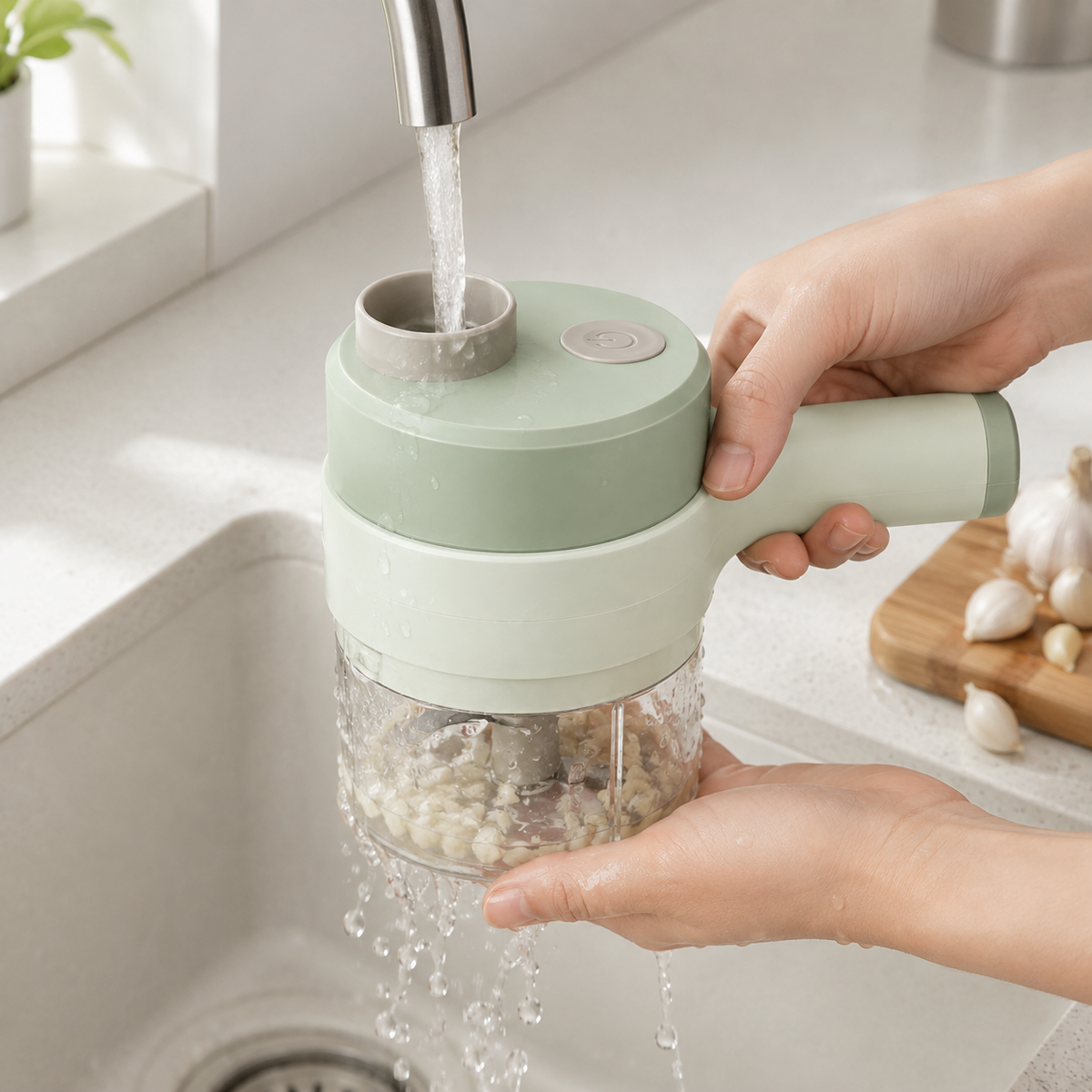 Tritatutto elettrico per verdure con contenitore — Controllo a un tocco