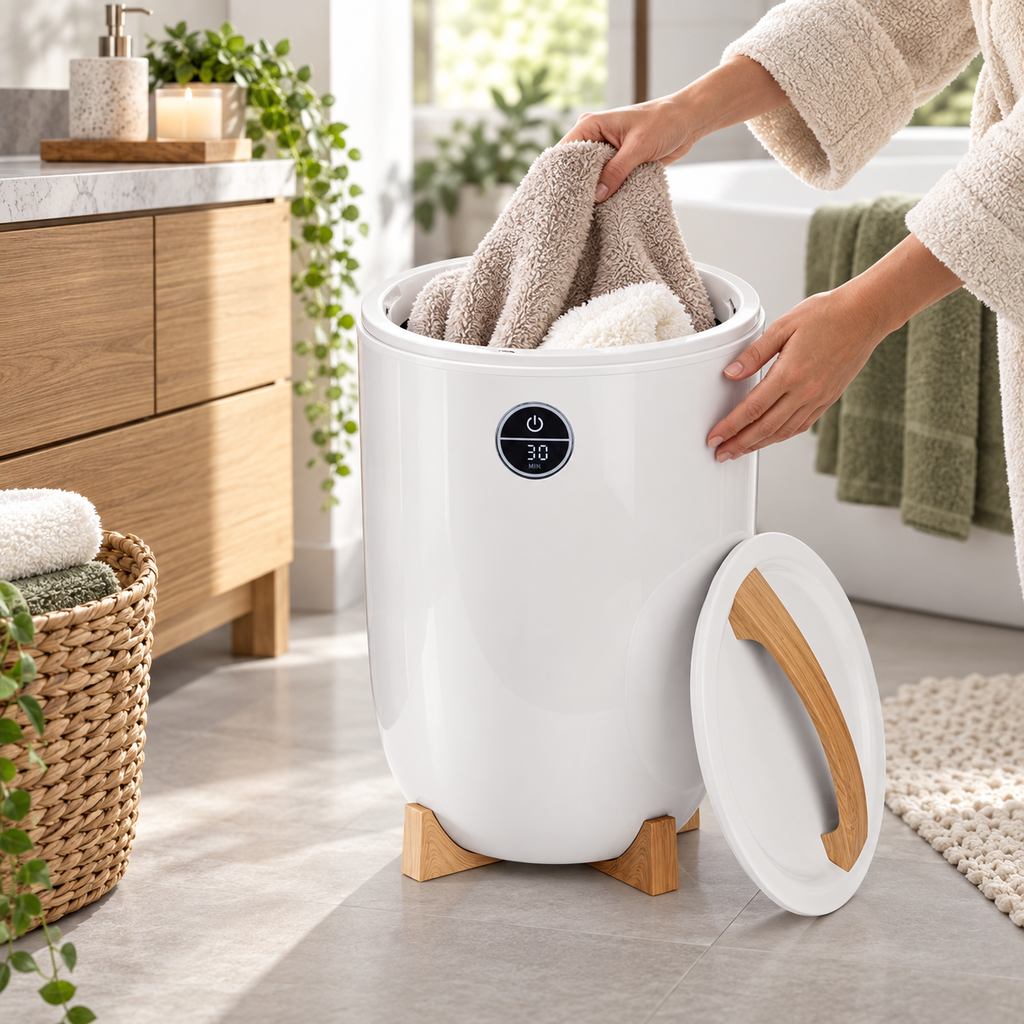 Electric Towel Warmer — Touchscreen Controls and Timer