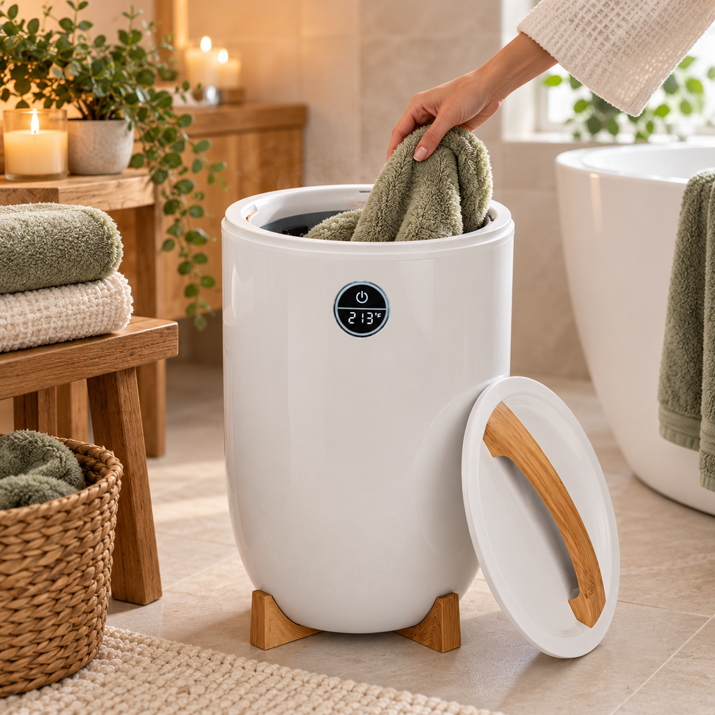 Electric Towel Warmer — Touchscreen Controls and Timer