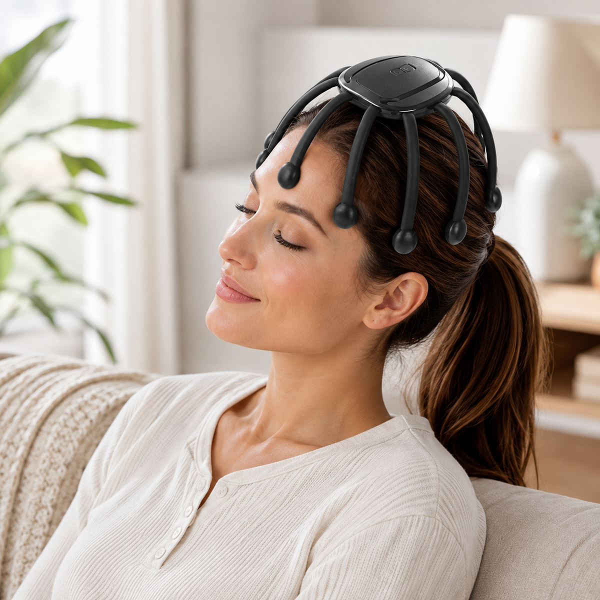 Přenosný elektrický masážní přístroj na pokožku hlavy — Bluetooth, 14 hlavic, 360°