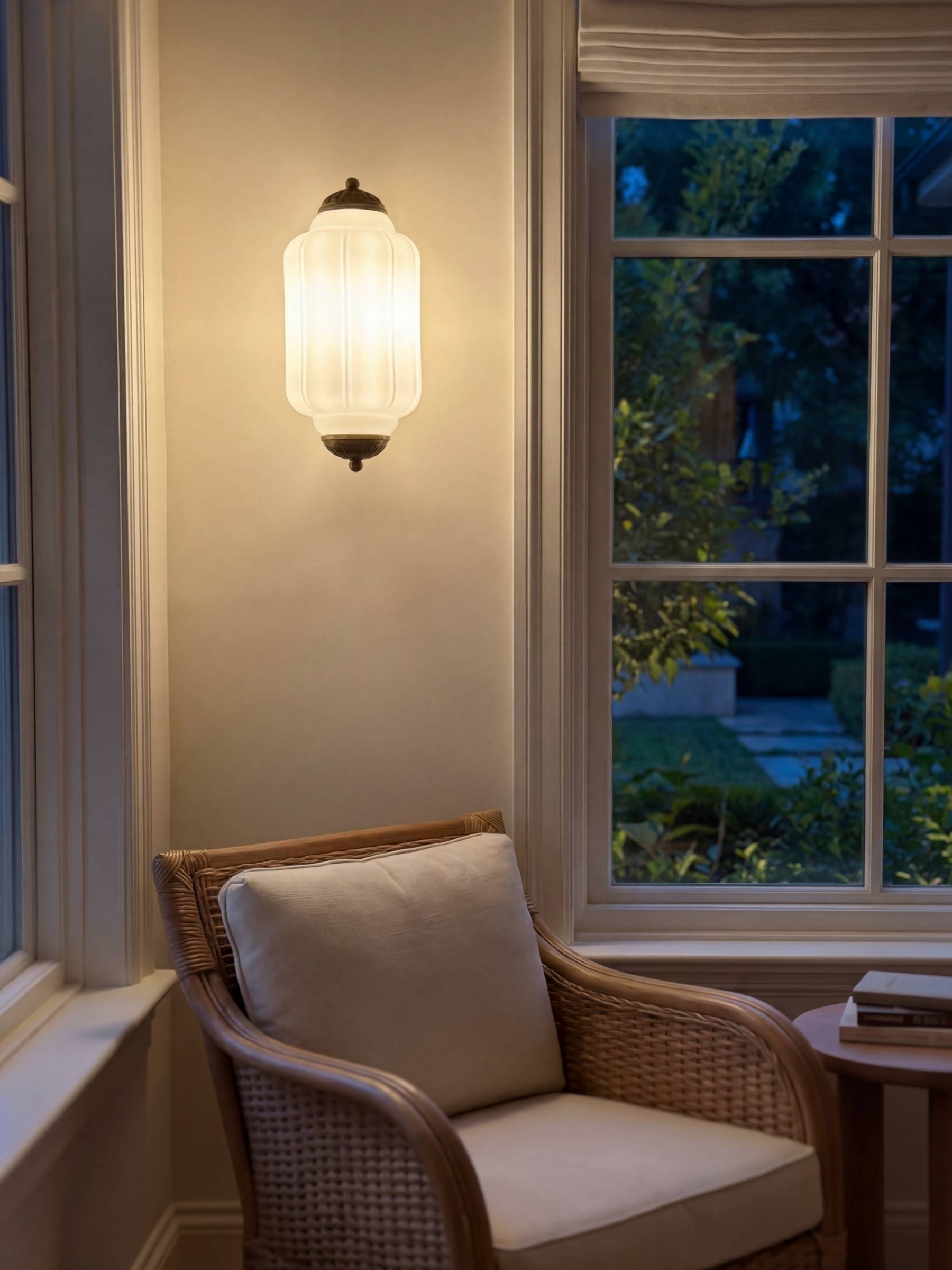 Vintage Milk Glass Flush Eloise Wall Sconce for Bedside Hallway | Esilora