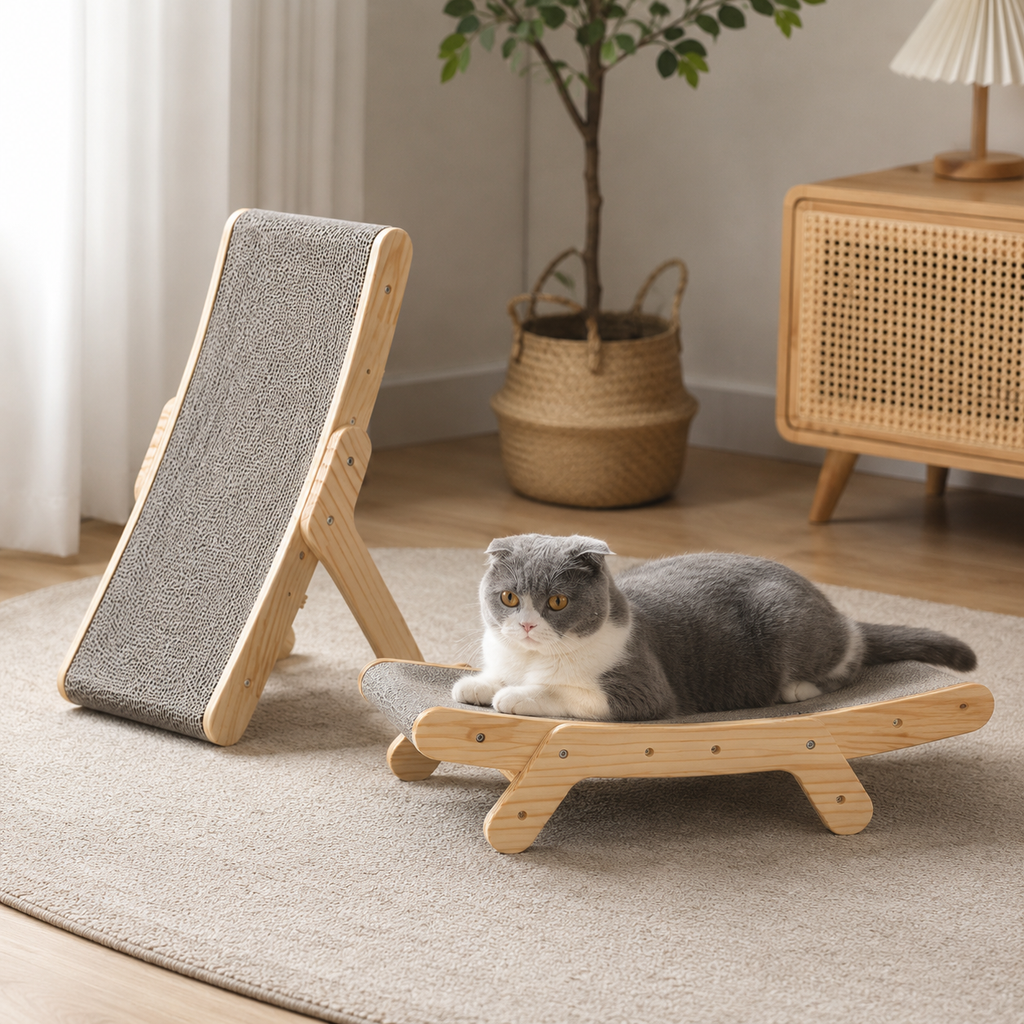 Ergonomische krabplank voor katten – Fitnessspeeltje met houten frame
