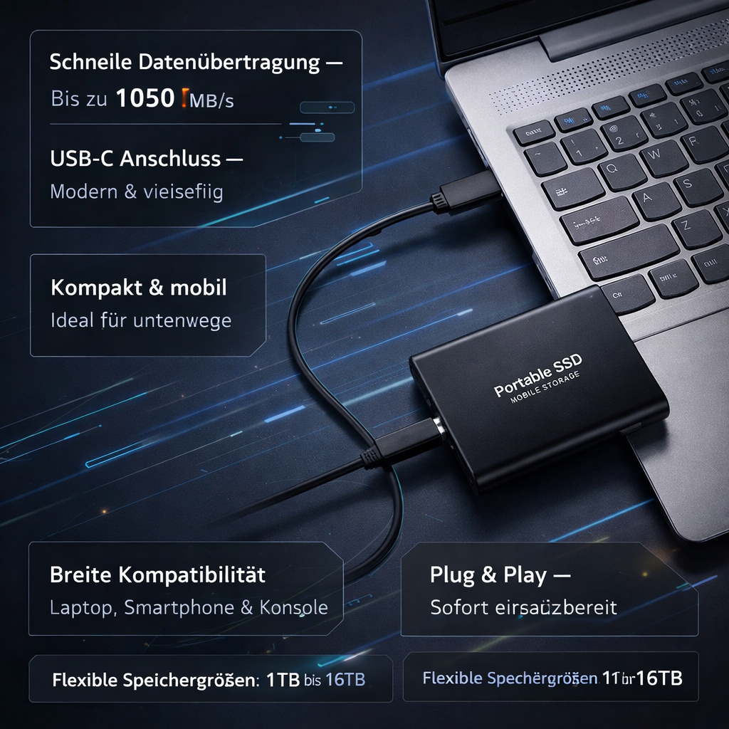 Unitate externă portabilă cu stare solidă, USB-C