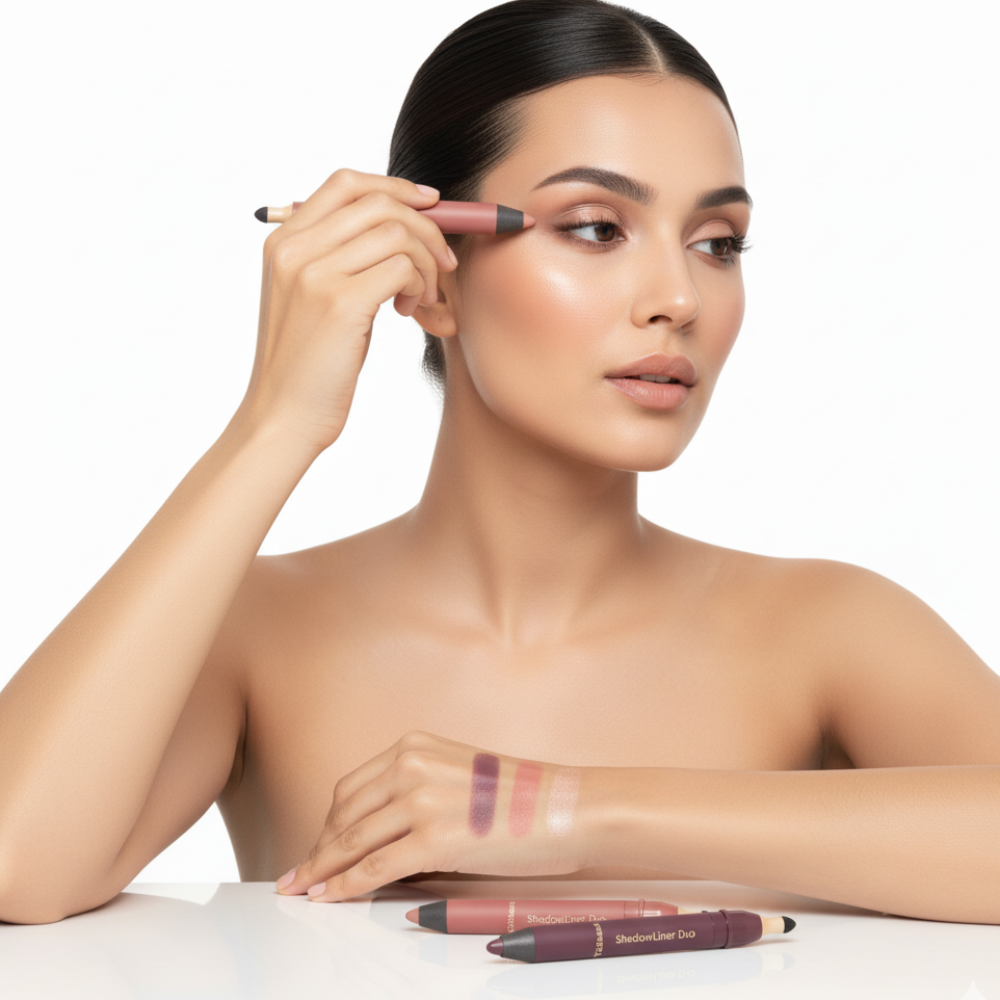 Vattenfast eyeliner- och ögonskuggspenna med två ändar – enkel att applicera, lång hållbarhet