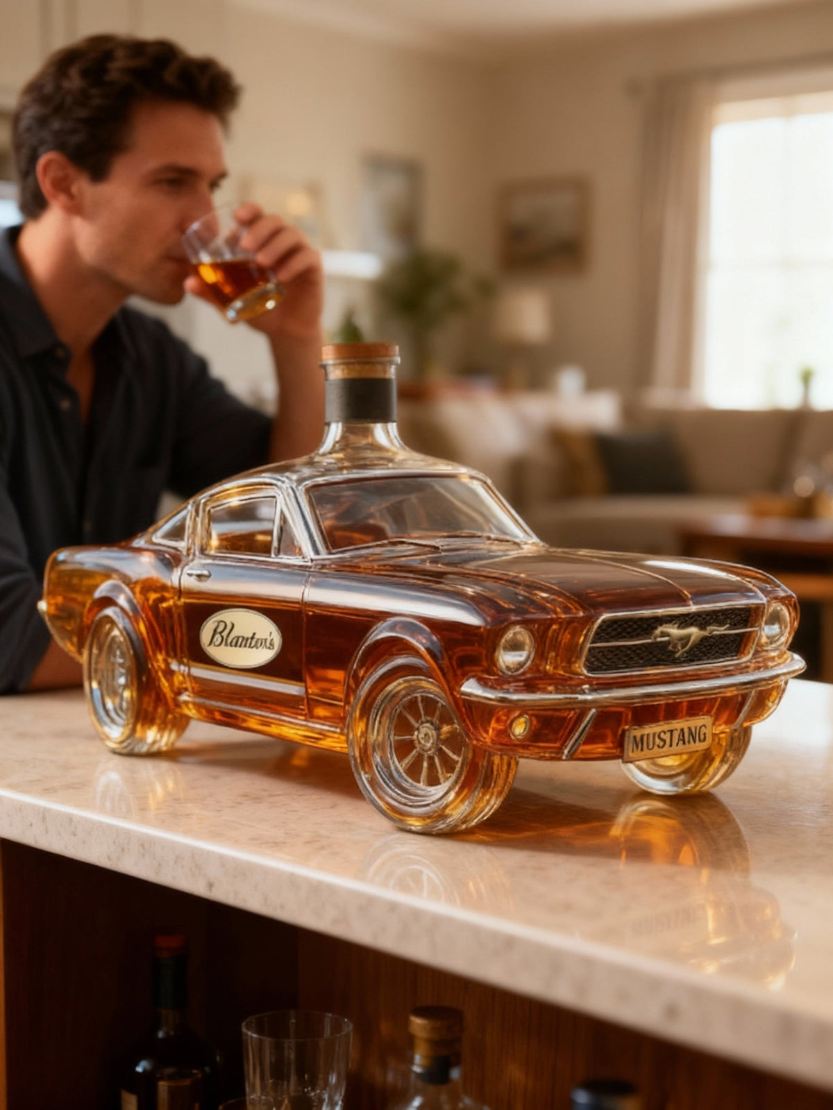 Decantador de whisky con forma de automóvil Mustang de NexaGlass para el bar de casa