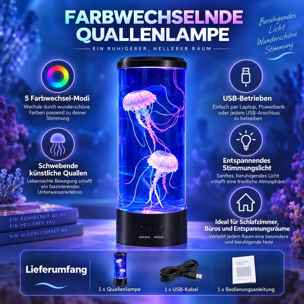 LED noční světlo s motivem medúzy — měnící barvy, uklidňující záře
