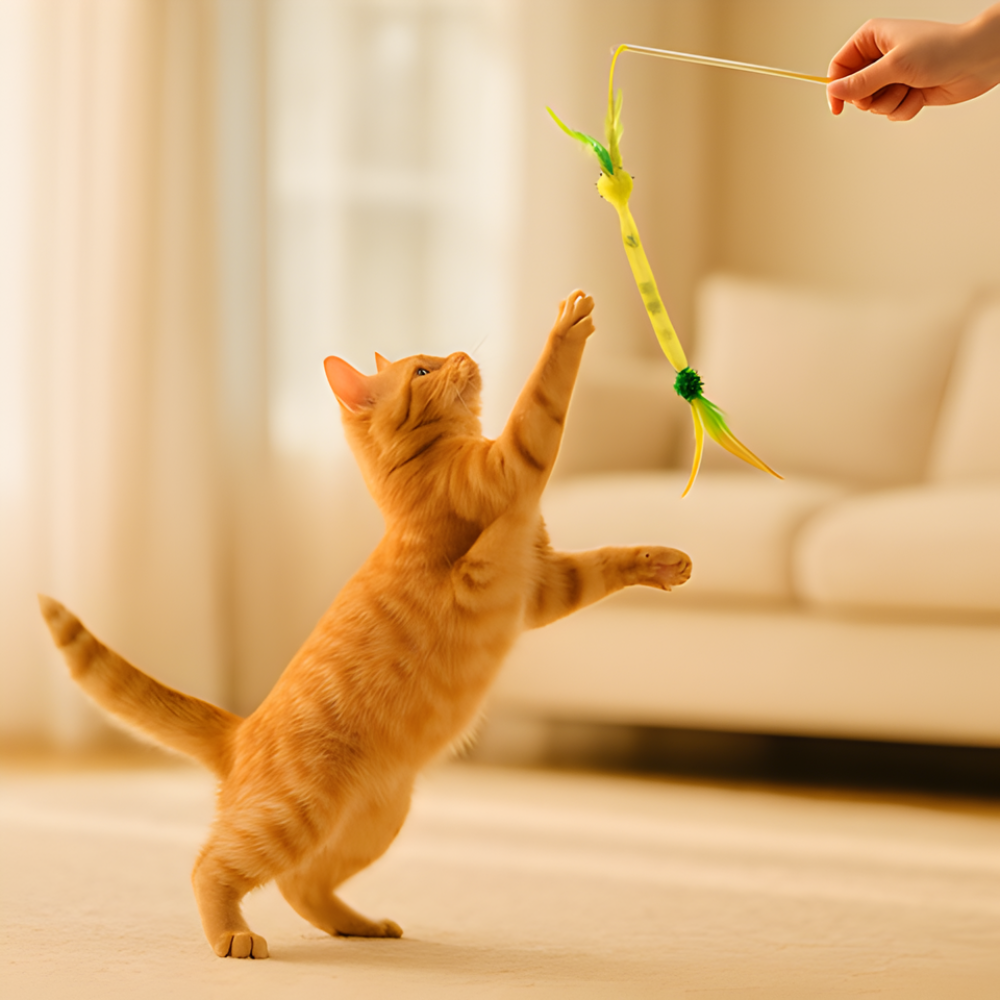 FeatherLoop Elastic Feather Cat Toy Set — Colorful, Stretchy