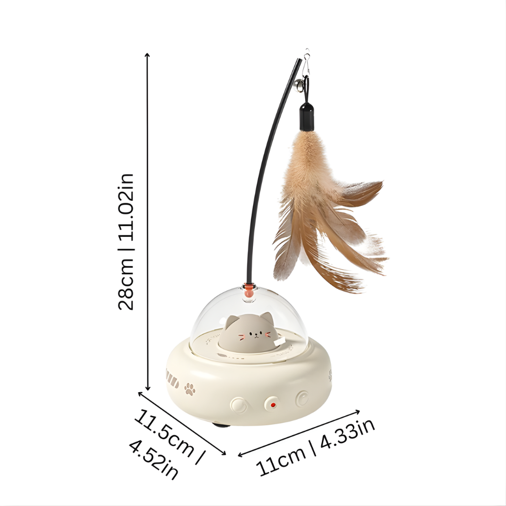 צעצוע חתולים אוטומטי FeatherOrbit — דפוסי נוצות ואורות מסתובבים
