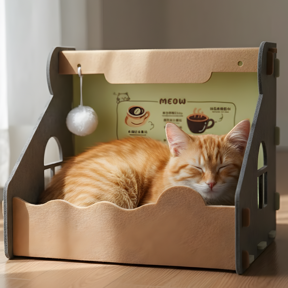 FeltNook Cuccia per gatti in feltro semi-chiusa — Rifugio per la privacy con apertura frontale