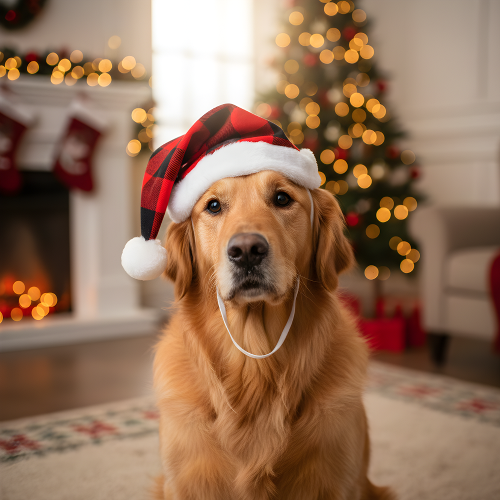 FestivePaws klasyczna czapka mikołajowa dla zwierząt — świąteczne nakrycie głowy w czerwono-białym kolorze