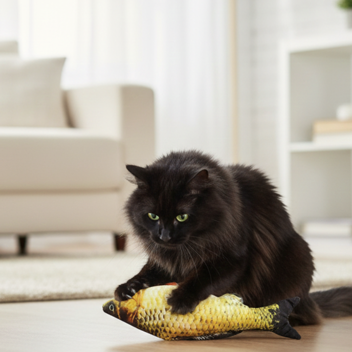 FinFlip Juguete de pez flexible para gatos — Movimiento de aleteo realista