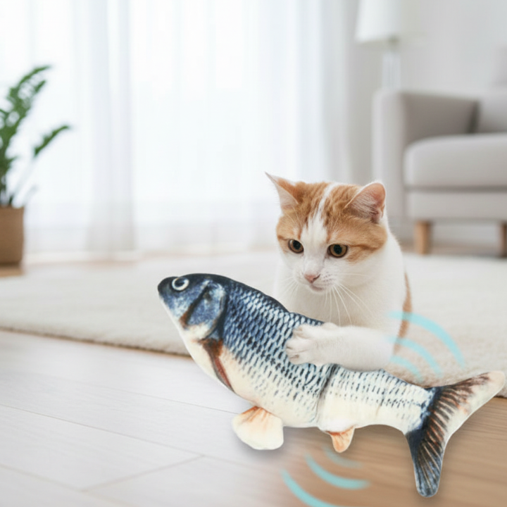 FinFlip Juguete de pez flexible para gatos — Movimiento de aleteo realista