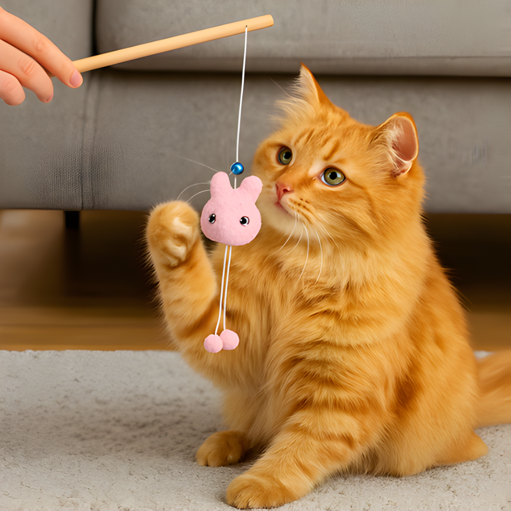 FlickTail インタラクティブ猫じゃらし - ぬいぐるみのじゃらし、鈴付き