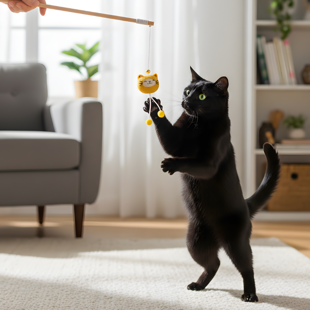 FlickTail インタラクティブ猫じゃらし - ぬいぐるみのじゃらし、鈴付き