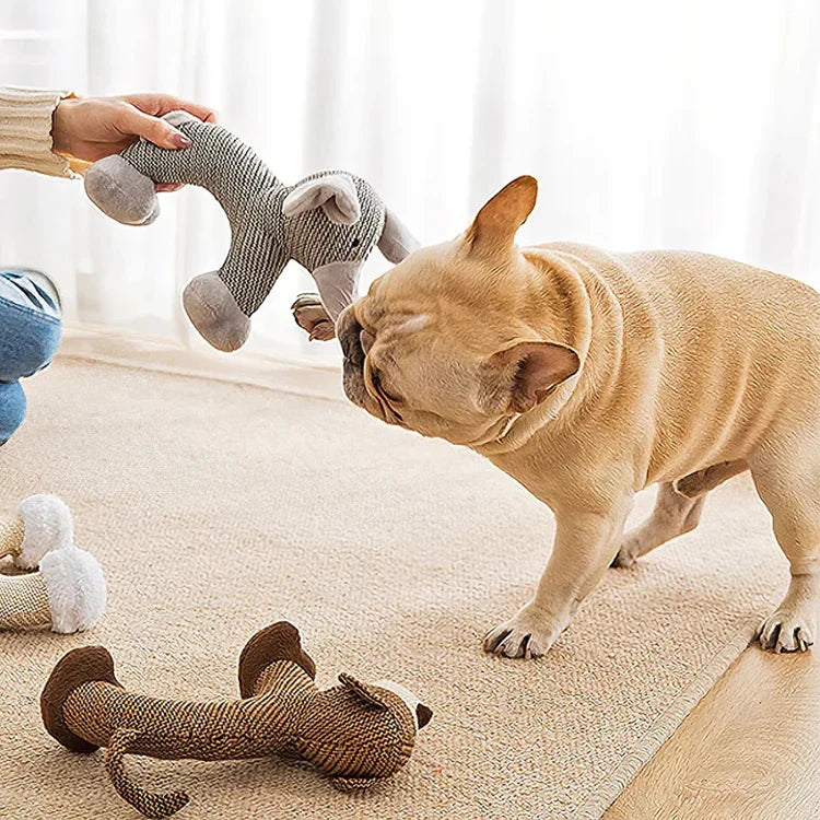 FluffyZoo ぬいぐるみ犬用おもちゃ - やわらかな音の鳴る動物型遊びおもちゃ