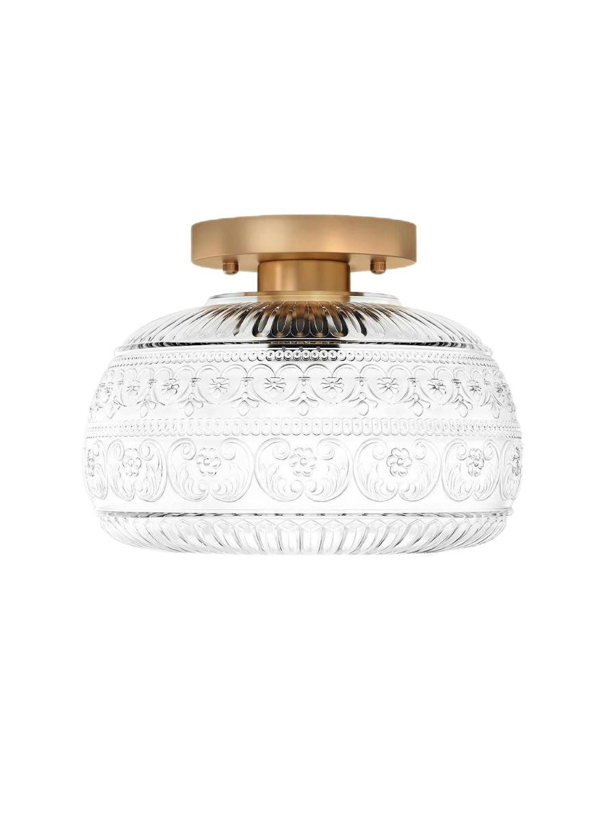 Vintage Glass Globe Ceiling Light - Textured Semi Flush for Any Room | Esilora