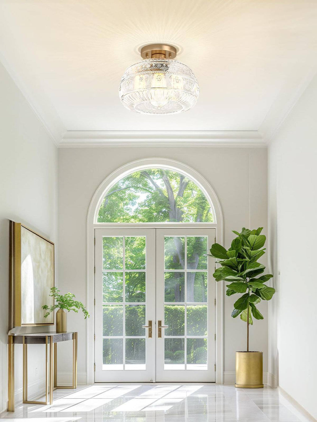 Vintage Glass Globe Ceiling Light - Textured Semi Flush for Any Room | Esilora