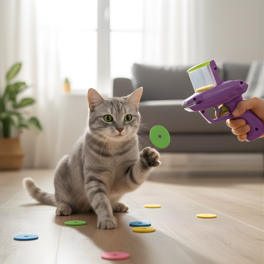 FlyDisc 高く飛ぶフォームディスクランチャー - 追いかけ遊び用おもちゃ